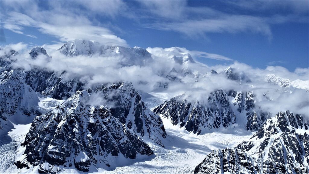 mountain, snow, peak, alaska denali mountain, nature, landscape, sky, cloud, travel, alaska