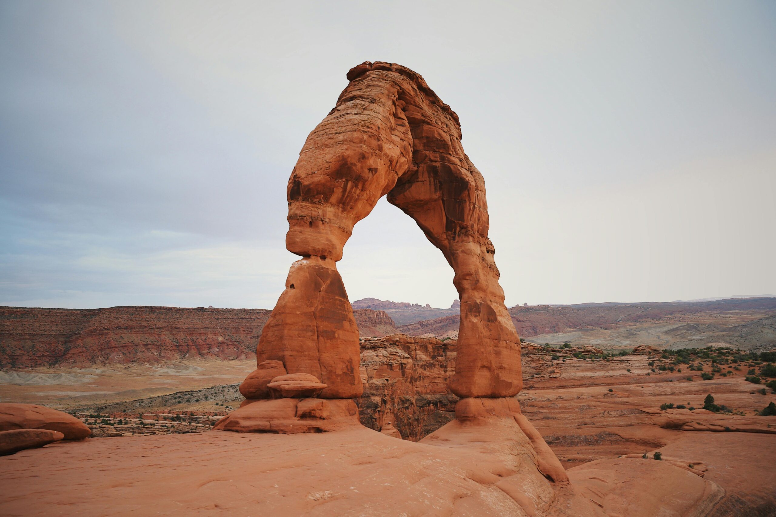 Iconic Delicate Arch captured at sunset in Utah's Arches National Park.